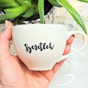 Kávéscsésze kistányérral Szeretlek - otthon & életmód - konyhafelszerelés, tálalás - tálalás - bögre & csésze - Meska.hu