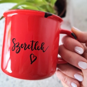 Kopott hatású bögre - Szeretlek - otthon & életmód - konyhafelszerelés, tálalás - tálalás - bögre & csésze - Meska.hu