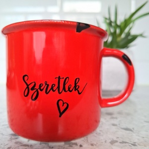 Kopott hatású bögre - Szeretlek - Meska.hu