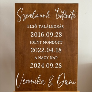 Esküvői szerelmünk története tábla - esküvő - dekoráció - tábla & jelzés - Meska.hu