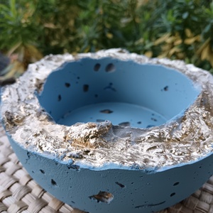 Beton tálka arany szegéllyel - ékszer - ékszertartó - ékszertartó tál - Meska.hu