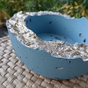 Beton tálka arany szegéllyel - ékszer - ékszertartó - ékszertartó tál - Meska.hu