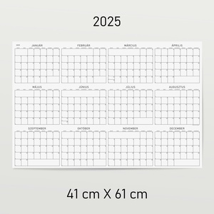 GRÁF éves poszternaptár 2025 / kisméretű évtervező / fekete-fehér tervező naptár - otthon & életmód - papír, írószer - naptár & tervező - Meska.hu