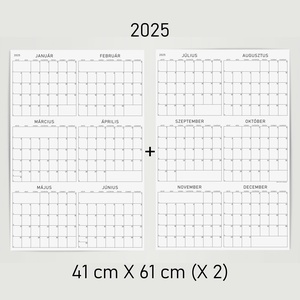 GRÁF két féléves poszternaptár 2025 / kisméretű évtervező / kétlapos fekete-fehér tervező naptár - otthon & életmód - papír, írószer - naptár & tervező - Meska.hu