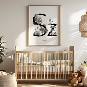 RÓZSA iniciálé poszter / nagyméretű egyedi monogram gyerekeknek / babaköszöntő ajándék - otthon & életmód - babaszoba, gyerekszoba - babaszoba kép - Meska.hu