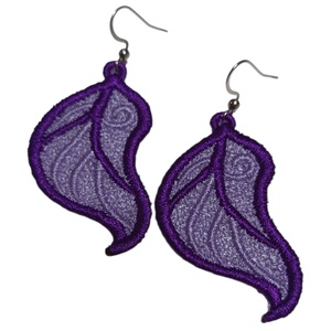 Levél mintájú fülbevaló , Ékszer, Fülbevaló, Lógó fülbevaló, Ékszerkészítés, Hímzés, MESKA