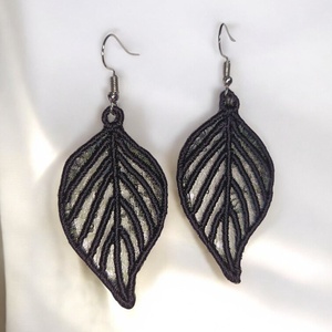 Levél fülbevaló , Ékszer, Fülbevaló, Lógó fülbevaló, Ékszerkészítés, Hímzés, MESKA