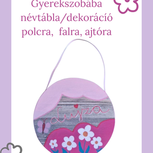 Kézzel festett egyedi névtábla  újrahasznosított laminált parkettából virágokkal - Meska.hu