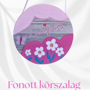 Kézzel festett egyedi névtábla  újrahasznosított laminált parkettából virágokkal - otthon & életmód - babaszoba, gyerekszoba - gyerek névtábla - Meska.hu