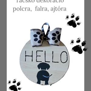 Kézzel festett kutyás ajtódísz, lakásdekoráció, kutya kép, üdvözlőtábla tacskó - otthon & életmód - dekoráció - ajtó- és ablak dekoráció - ajtótábla - Meska.hu