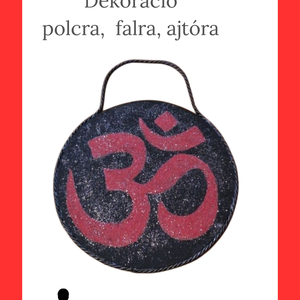 Om tábla kézzel festett, újrahasznosított laminált parkettára  fekete-piros, Otthon & Életmód, Dekoráció, Ajtó- és ablak dekoráció, Ajtódísz & Kopogtató, , MESKA