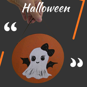 Kézzel festett Szellem tábla  újrahasznosított fa alapra - otthon & életmód - dekoráció - halloween - halloweeni dekoráció - Meska.hu