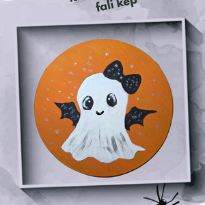 Kézzel festett Szellem tábla  újrahasznosított fa alapra - otthon & életmód - dekoráció - halloween - halloweeni dekoráció - Meska.hu