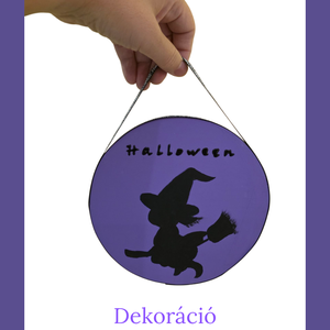 Kézzel festett Halloween dekoráció újrahasznosított laminált parkettából, 3D felirattal, Otthon & Életmód, Dekoráció, Halloween, Halloweeni dekoráció, Festett tárgyak, Újrahasznosított alapanyagból készült termékek, MESKA
