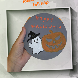Happy Halloween  Szellem és Tök kézzel festett, újrahasznosított parkettán ajtóra, falra, polcra - otthon & életmód - dekoráció - halloween - halloweeni dekoráció - Meska.hu