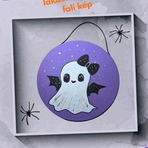  Halloween Szellem tábla  újrahasznosított fa alapra kézzel festve - otthon & életmód - dekoráció - halloween - halloweeni dekoráció - Meska.hu