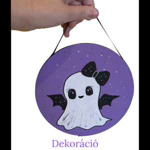  Halloween Szellem tábla  újrahasznosított fa alapra kézzel festve - otthon & életmód - dekoráció - halloween - halloweeni dekoráció - Meska.hu
