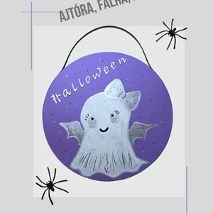  Halloween Szellem tábla  kézzel festett újrahasznosított fa alapra , Otthon & Életmód, Dekoráció, Halloween, Halloweeni dekoráció, Festett tárgyak, Újrahasznosított alapanyagból készült termékek, MESKA