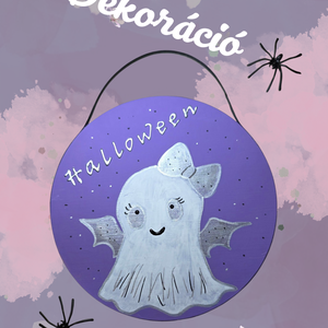  Halloween Szellem tábla  kézzel festett újrahasznosított fa alapra  - otthon & életmód - dekoráció - halloween - halloweeni dekoráció - Meska.hu