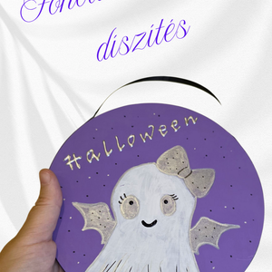  Halloween Szellem tábla  kézzel festett újrahasznosított fa alapra  - otthon & életmód - dekoráció - halloween - halloweeni dekoráció - Meska.hu