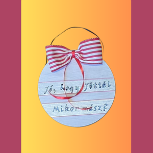 Vicces kézzel festett, újrahasznosított parketta-tábla házavatóra, nevnapra, szülinapra  - otthon & életmód - dekoráció - kép & falikép - fából készült kép - Meska.hu