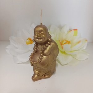 Arany álló nevető Buddha gyertya - Meska.hu