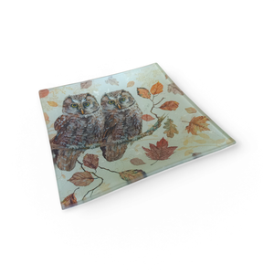 Bagoly üvegtál, Otthon & Életmód, Dekoráció, Asztal és polc dekoráció, Dekorációs tál, tartó, Decoupage, transzfer és szalvétatechnika, MESKA