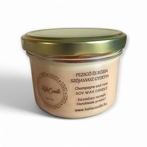Pezsgő és rózsa szójaviasz illatgyertya, Otthon & Életmód, Gyertya, illat, aroma, Gyertya, Gyertya-, mécseskészítés, MESKA