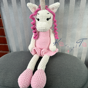 76 cm-es amigurumi horgolt unikornis lány - játék & sport - plüssállat & játékfigura - unikornis - Meska.hu
