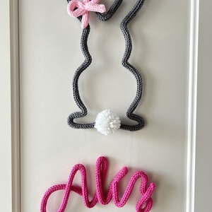 Egyedi horgolt neves ajtódísz, falidísz, gyerekszoba dekoráció, Baba - mama, Babaszoba dekoráció, Gyerek névtábla, Horgolás, MESKA
