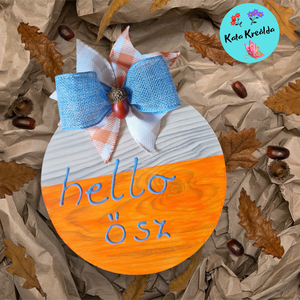 Őszi ajtódísz hello felirattal, Otthon & Életmód, Dekoráció, Ajtó- és ablak dekoráció, Ajtódísz & Kopogtató, Festészet, Festett tárgyak, MESKA
