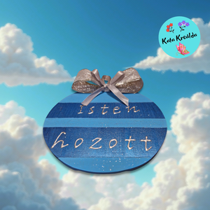 Isten hozott tábla kék-ezüst, Otthon & Életmód, Dekoráció, Ajtó- és ablak dekoráció, Ajtódísz & Kopogtató, Festészet, Festett tárgyak, MESKA