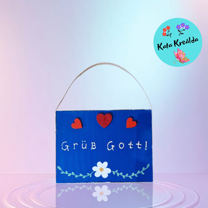 Grü Gott tábla kék - otthon & életmód - dekoráció - kép & falikép - fából készült kép - Meska.hu