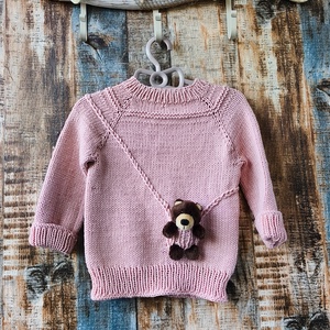 Gyerek pulóver plüss maci disszel  - baba - mama - babaruházat - baba pulóver - Meska.hu