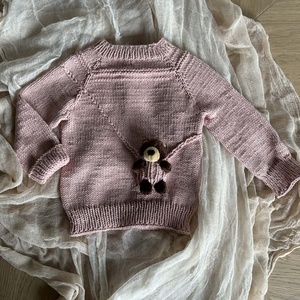 Gyerek pulóver plüss maci disszel , Baba - mama, Babaruházat, Baba pulóver, Kötés, MESKA