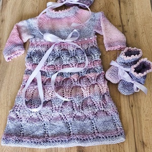  Csipkés hosszú ruha szett kislányoknak  - baba - mama - babaruházat - babaruha szett - Meska.hu