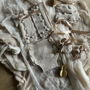 Unisex kézzel kötött bébi szett , Baba - mama, Babaruházat, Babaruha szett, Kötés, MESKA