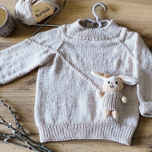 Gyerek pulóver plüss nyuszival a zsebben  - Meska.hu