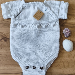Tiszta pamut kézzel kötött bébi rugdalodzó , Baba - mama, Babafotózás, Baba mérföldkő kártyák, , MESKA