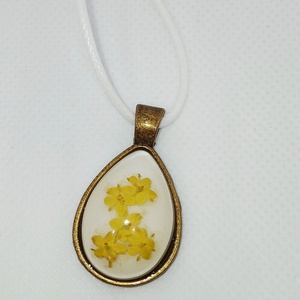 Valódi bodzavirágokkal díszített csepp alakú medál, Ékszer, Nyaklánc, Medál, Ékszerkészítés, MESKA