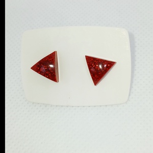 Piros színű csillámmal díszített fülbevaló, Ékszer, Fülbevaló, Fülékszer, Ékszerkészítés, MESKA