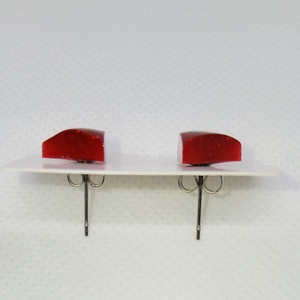 Piros színű csillámmal díszített fülbevaló - ékszer - fülbevaló - fülékszer - Meska.hu