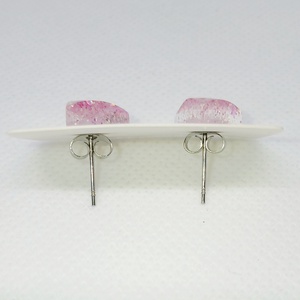 Rózsaszín színű csillámmal díszített fülbevaló - ékszer - fülbevaló - fülékszer - Meska.hu