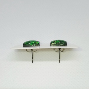 Zöld színű flitterrel, csillámmal díszített fülbevaló - ékszer - fülbevaló - fülékszer - Meska.hu