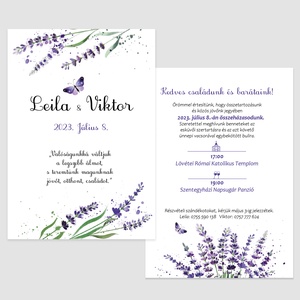 Kétoldalas esküvői meghívó levendulás grafikával - Meska.hu