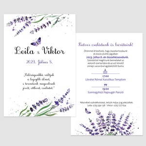 Kétoldalas esküvői meghívó levendulás grafikával, Esküvő, Meghívó & Kártya, Meghívó, Fotó, grafika, rajz, illusztráció, MESKA