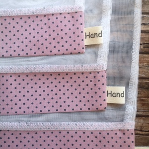 Mályva - szürke pöttyös tüll öko tasak szett 5 darabos Zero Waste - táska & tok - bevásárlás & shopper táska - zöldség/gyümölcs zsák - Meska.hu