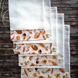 Kenyeres, pékáru mintás  öko tasak szett 5 darabos Zero Waste - táska & tok - bevásárlás & shopper táska - zöldség/gyümölcs zsák - Meska.hu