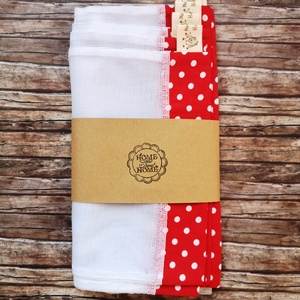Öko tasak pöttyös 5 db piros - fehér  zerowaste - táska & tok - bevásárlás & shopper táska - zöldség/gyümölcs zsák - Meska.hu