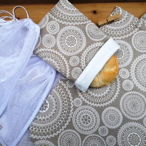 Mandala mintás szett, bevásárló táska, öko tasak, újraszalvéta, snackbag Zerowaste - táska & tok - bevásárlás & shopper táska - shopper, textiltáska, szatyor - Meska.hu